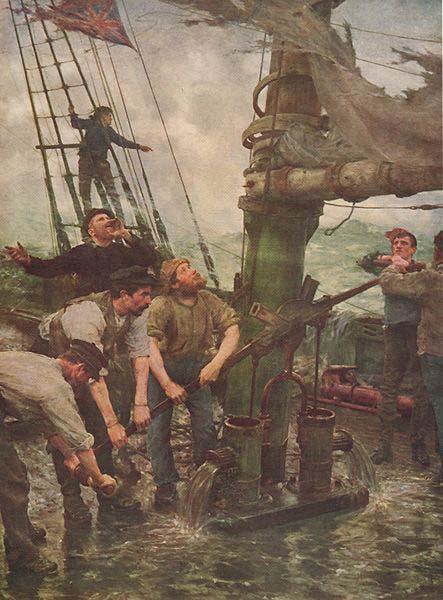 Henry Scott Tuke ALL HANDS TO THE PUMPS France oil painting art